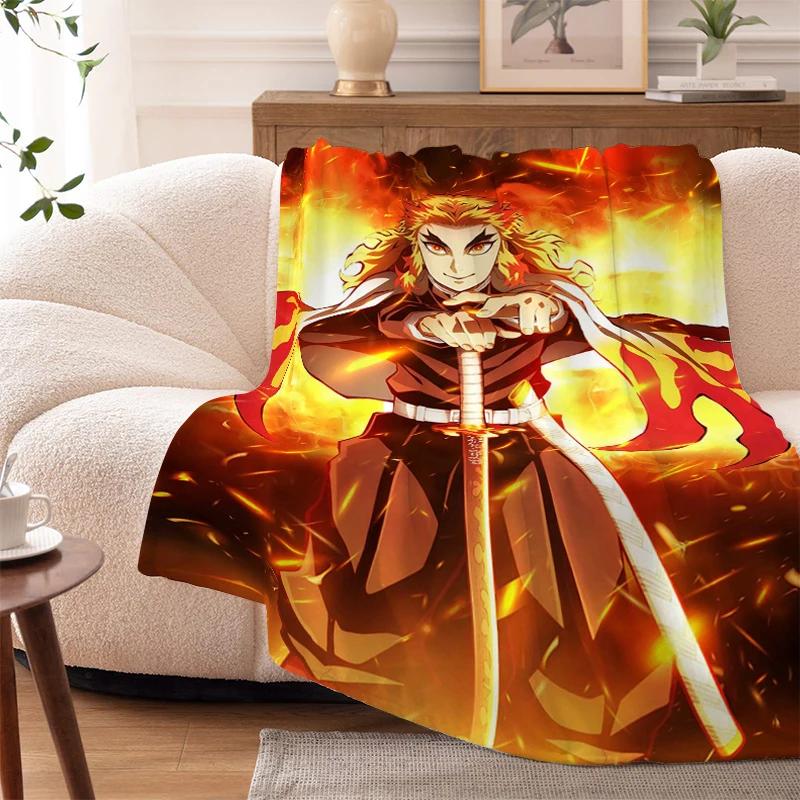 Пледы для дивана на зиму Аниме D-Demons Slayer Теплый на колени Кровать Флис Кемпинг Пушистые Мягкие Пледы Микрофибра Постельное белье Кинг-сайз