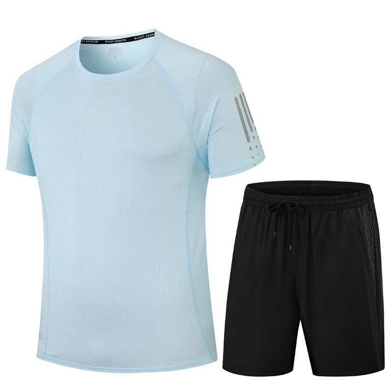 Unisex Breathable Ice Silk Short Sleeve Set Casual Sportswear Running Cycling Dance