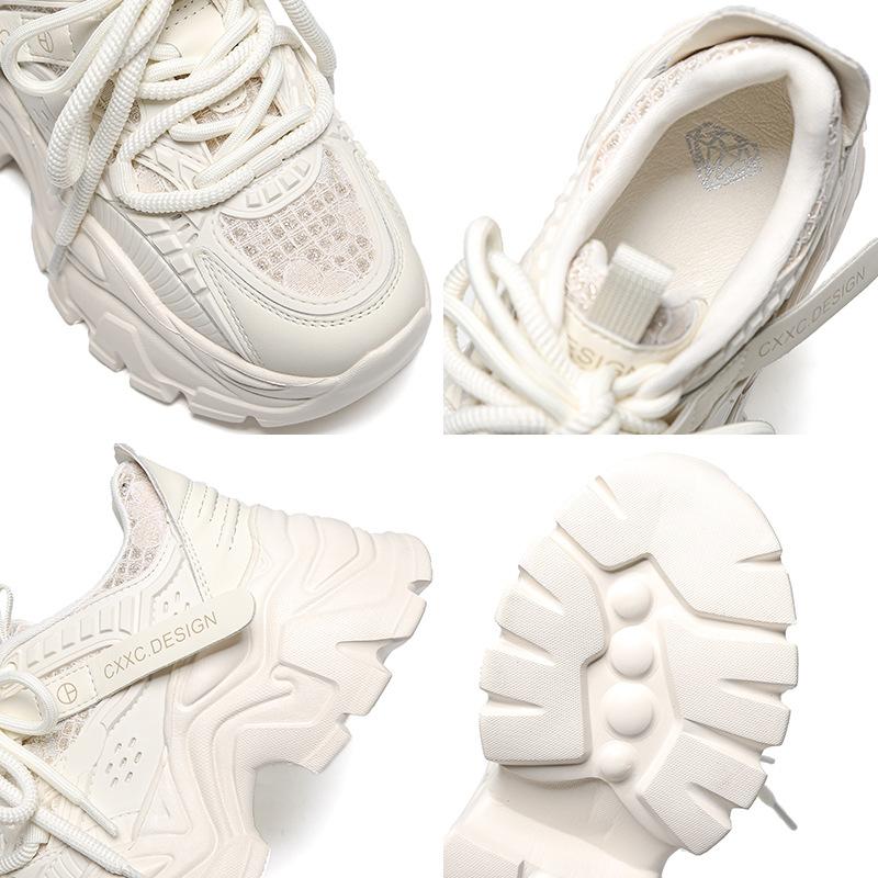 2025 новые весенние туфли на платформе в стиле папа, женские, увеличивающие рост на 7 см, универсальные, удобные, дышащие и легкие повседневные спортивные туфли