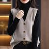 Women's V-neck Knitted Vest Cardigan Women's Sleeveless Temperament Vest 2024 Early Spring New Sweater for Versatile Women's Outerwear