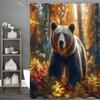 Осенняя коричневая медвежья лесная шторка для душа, Декоративная шторка для душа для ванной комнаты, Водонепроницаемая шторка для душа с крючками