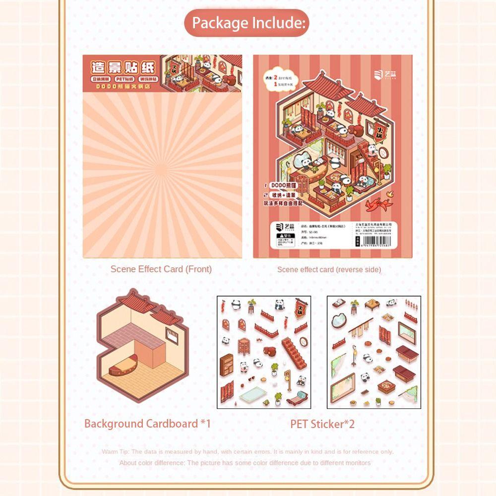 Pocket Cabin Landscaping Stickers Cartoon Miniature Scene Sticker for Kid Child