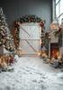 Mocsicka Christmas Grey Wood Door Backdrop For Photography Snow Tree Gifts Shooting Kids Photo Backgrounds Decorations Photocall
