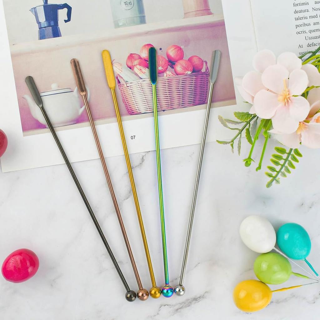Coffee Stick Stainless Steel Swizzle Stick Reble Metal Stir Sticks Cocktail Coffee Drink Stirrer Spoon Beverage Cocktail Stirrers Stir with Small