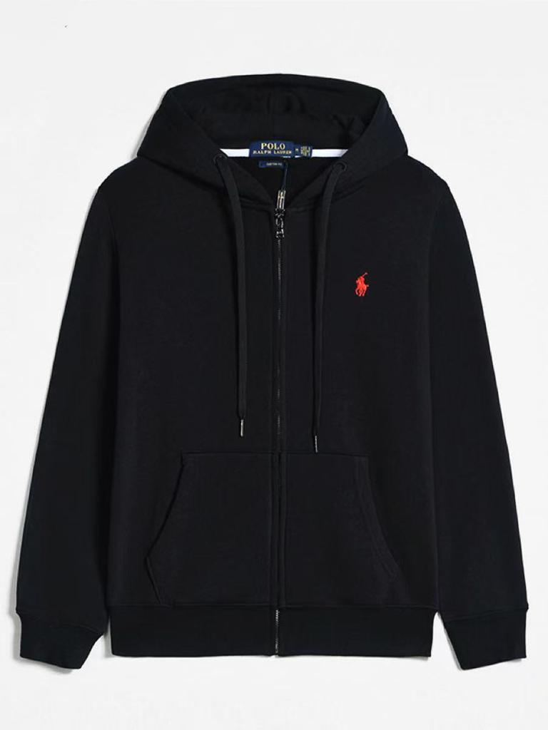 Men's Fleece-Lined Hooded Jacket with Zipper and Embroidery - Fashionable Autumn/Winter Casual Sweatshirt