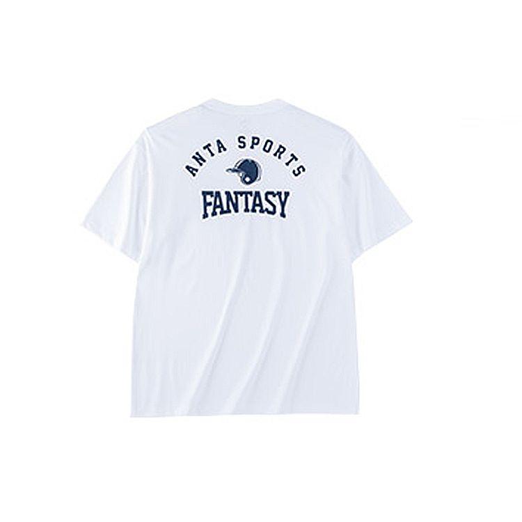Anta Футболка с коротким рукавом и круглым вырезом с логотипом и буквенным принтом, мужская, цвет «белоснежный» 952328102-1