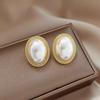 Baroque Imitation Pearl Earrings New Geometric Oval Stud Earrings for Women Statement Wedding Party Luxury Ear Jewelry Girl Gift