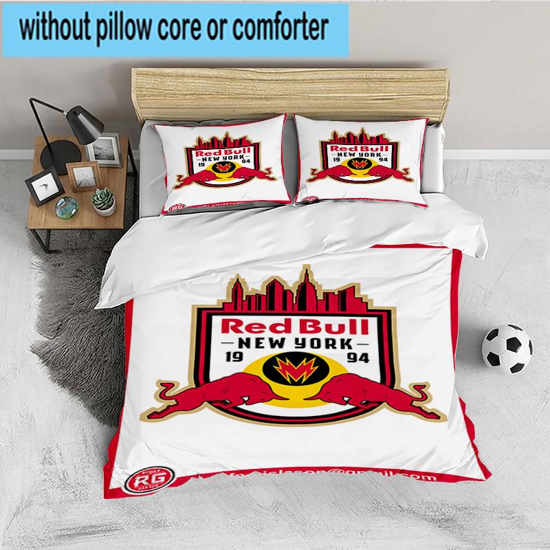 3PCS New York Bulls Crest Bedding set,Ideal for1pc Duvet Cover And 2pcs Pillowcases Perfect for Christmas gift,Ideal for Bedroom, Dormitory