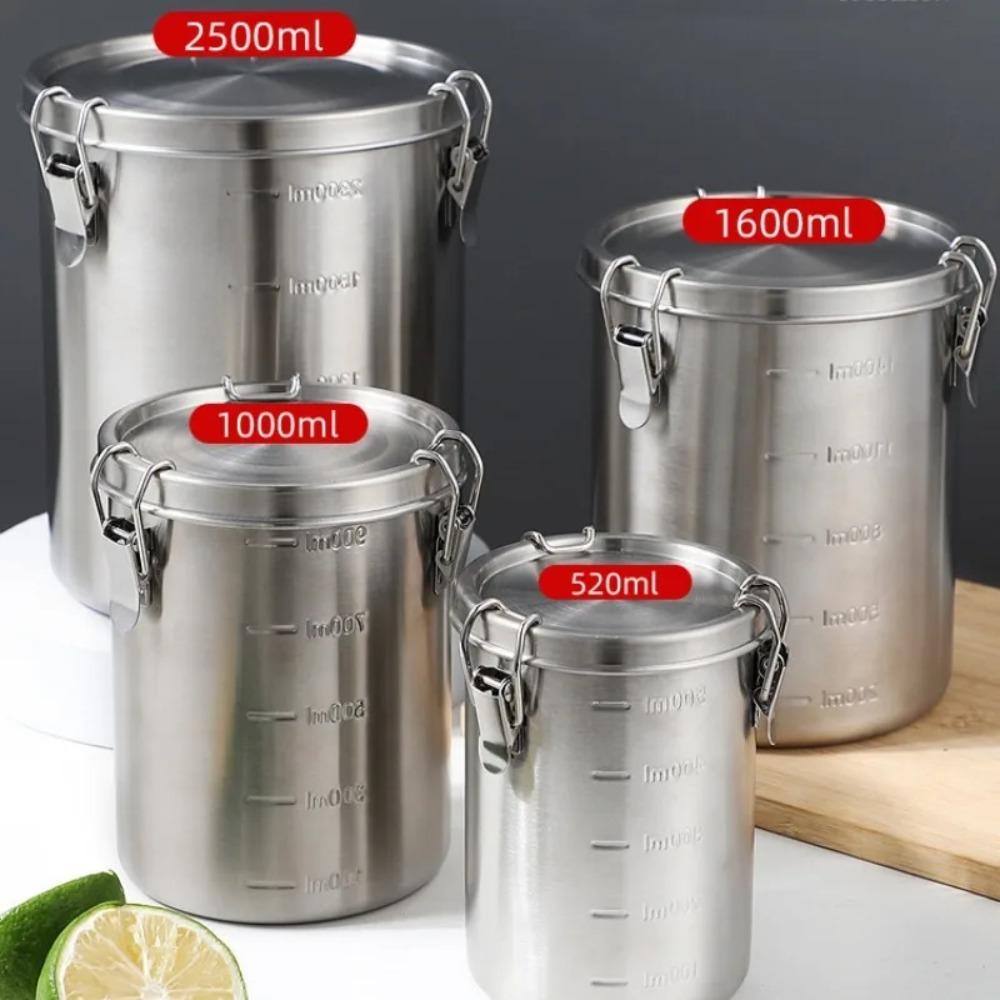 Leak-Proof Stainless Steel Storage Tank with Scale Grains Sealed Bucket  Coffee Beans