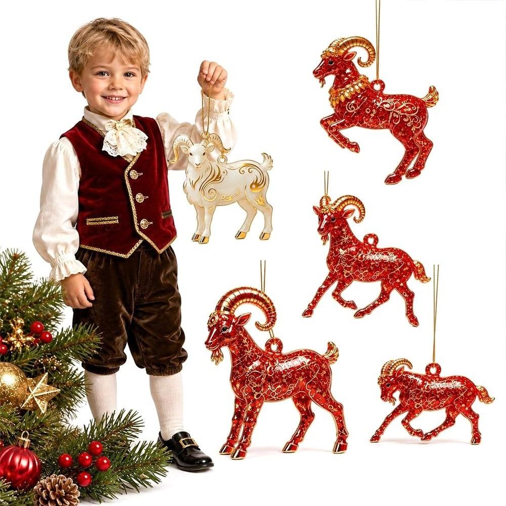 Shining Goat Pendant Acrylic Christmas Tree Ornament Gifts Animal Hanging Decoration Bag Charms