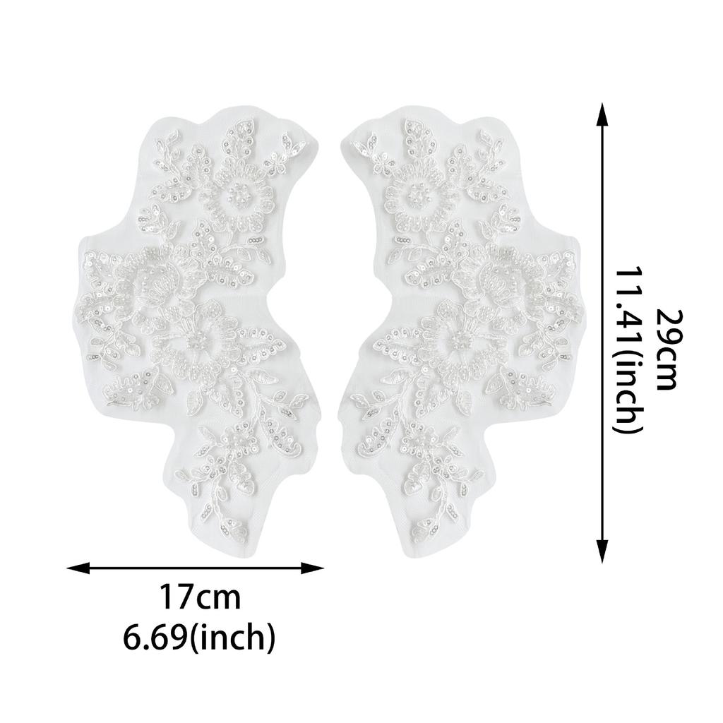 White Car Bone Sequins Decorative Wedding Dress Headgear Mesh Applique Beads Embroidery Cloth Sticker Accessories