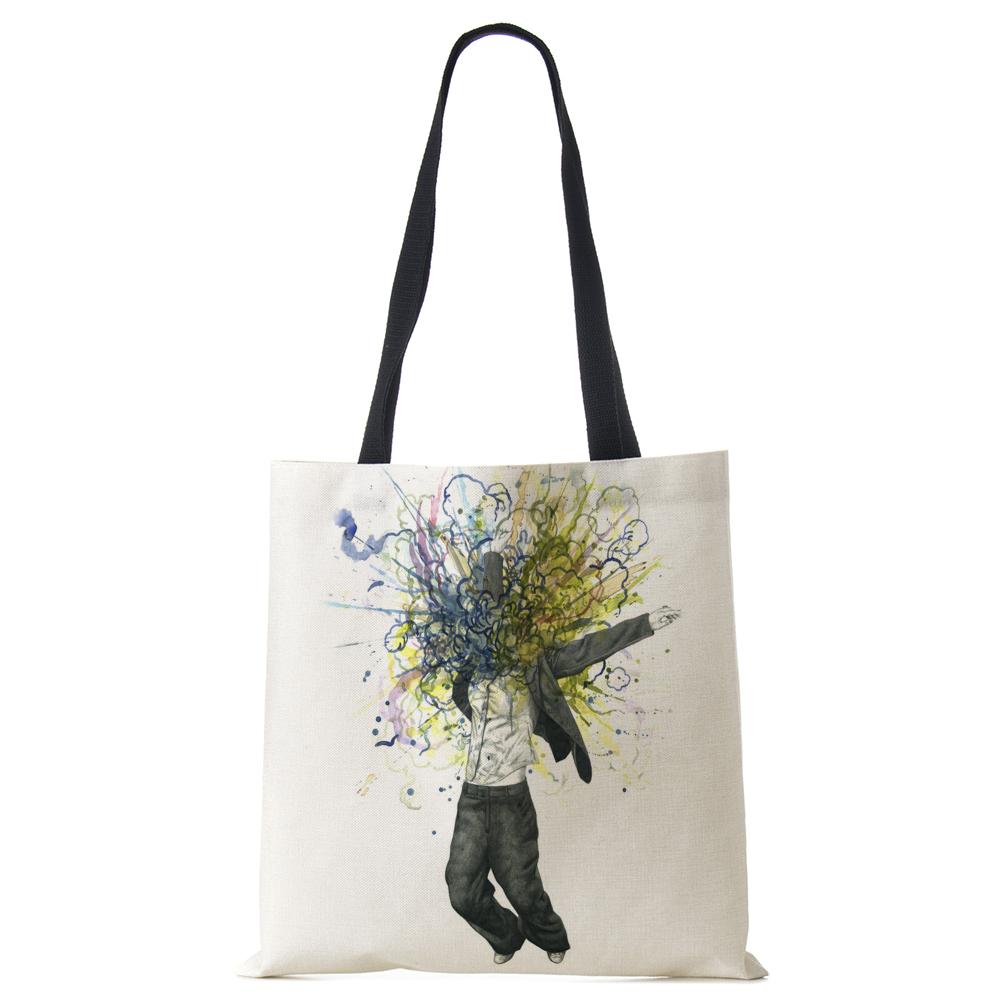 Раскрашенная холщовая сумка-тоут на плечо женская с милым принтом Харадзюку повседневная для покупок ручная сумка многоразовая большой вместимости пляжная сумка CLE