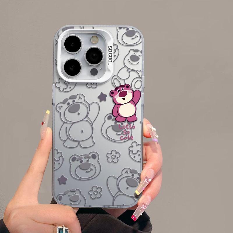 Lotso Bear iPhone Case - Compatible with iPhone 12 Pro Max to iPhone 17, Silver, 15 Colors Available