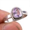 Natural Pink Amethyst Gemstone 925 Solid Sterling Silver Jewelry Ring S.8 U6k44