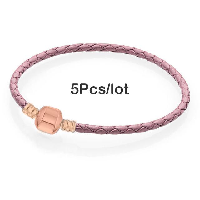 5pcs /Lot Sale Popular Charm Bracelets Diy Elegant Leather Chain Charms Bracelets Bangles For Women Jewelry Gift