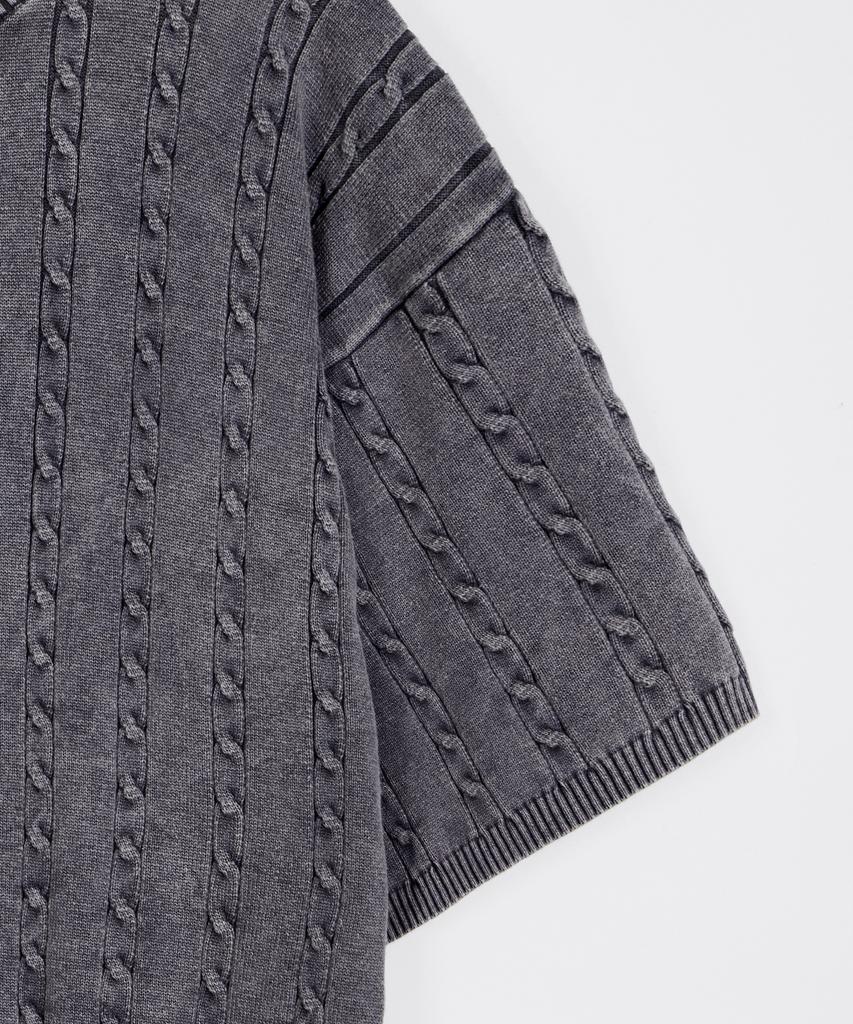 GLW Vintage Washed Cable Half Knit Charcoal