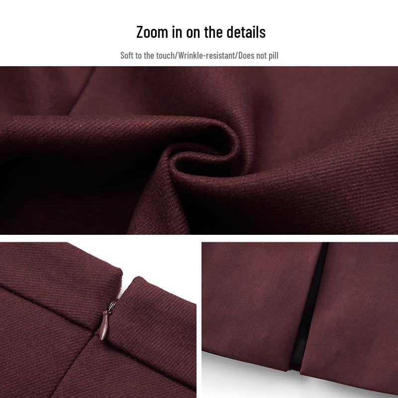 Женская ангоровая красная твидовая юбка А-силуэта миди - Мода осень/зима 2024, Высококачественная прямая юбка-футляр средней длины