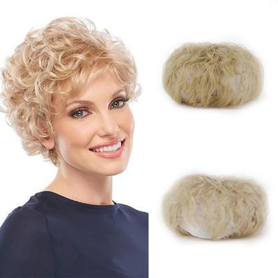 Женская мода вьющиеся наращивание волос черный коричневый светлый натуральный синтетическое волокно вьющиеся волосы покрытие белые волосы и выпадение волос