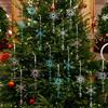 6 Pcs Acrylic Crystal Christmas Ornament Sparkling Clear Snowflake Hanging Ornaments with Drop Pendants
