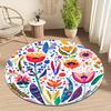 Floral and colorful artistic Flannel-printed round floor mats are slip-resistant Suitable for living room terrace garden carpets