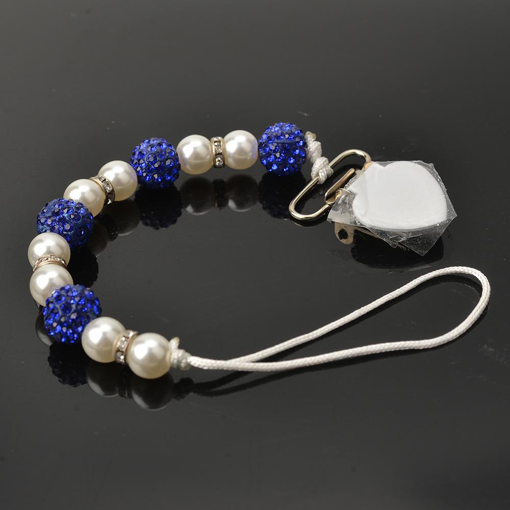 Цепочка с зажимом для детской соски, держатель для детской соски, деревянный ремешок для поводка для соски с бисером и кристаллами, металлические зажимы для соски, цепочка для пустышки