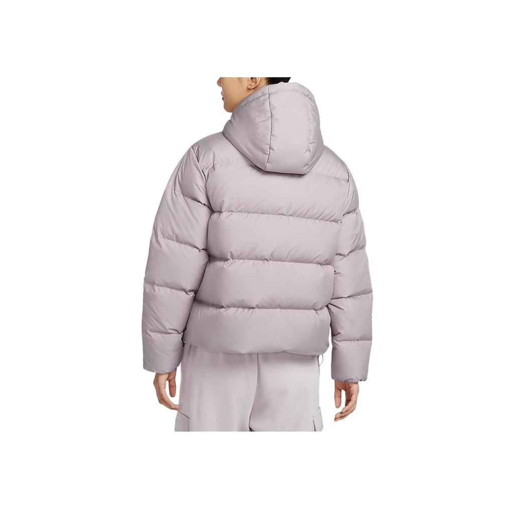 Nike Metropuffer Повседневная спортивная куртка-пуховик на молнии, теплая, ветрозащитная, водонепроницаемая, женская куртка, светло-минерально-фиолетовая, белая, FZ5929226