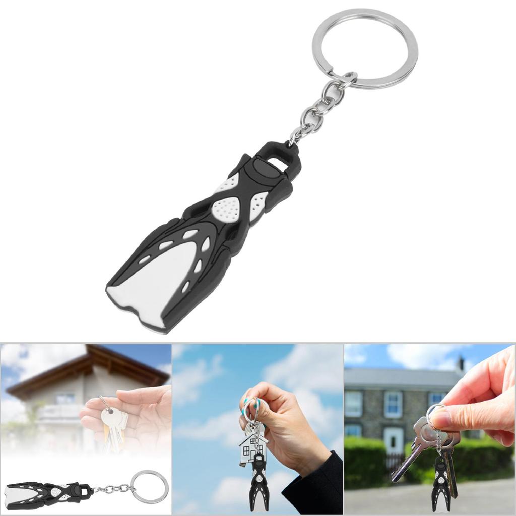 PVC Diving Theme Key Unique Short Flipper Shape Keychain Fin Key Gift