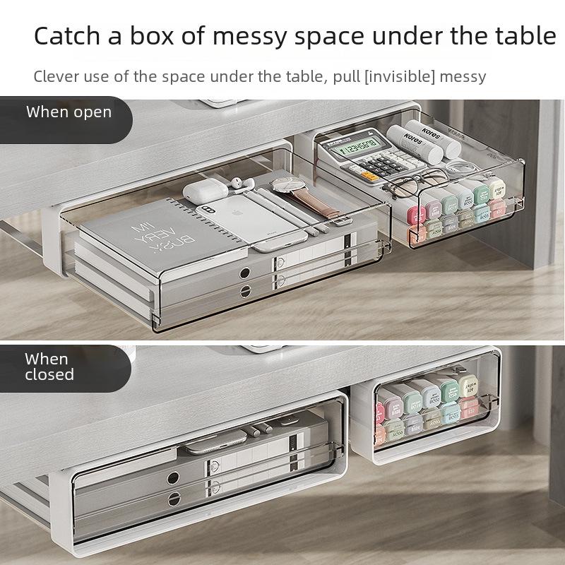 Подвесной пластиковый ящик для хранения офисных принадлежностей и косметики под столом