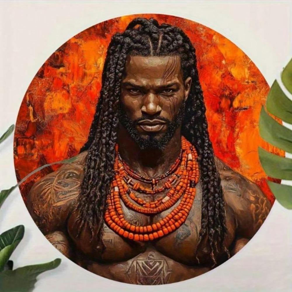 Африканский Воин Металлическое Настенное Искусство Круглая Алюминиевая Тарелка Культурный Декор