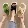 Fashion Ladies Slippers And Sandals Slipper Female Beach Fashion With Stylish Lastest Platform Summer New 2024 Green Black Strappy Cute