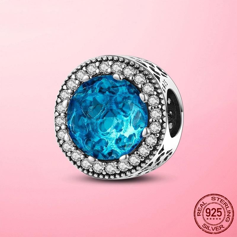 Бусины S925 925 пробы стерлингового серебра ослепительный циркон снежинка день рождения камень шарм подходит модный браслет серебро S925 изготовление ювелирных изделий