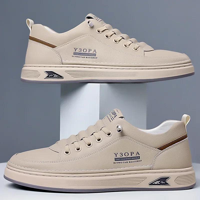Мужская обувь Кожаные повседневные кроссовки Дышащие прогулочные туфли на платформе Мужские туфли на плоской подошве Спортивная обувь Zapatillas