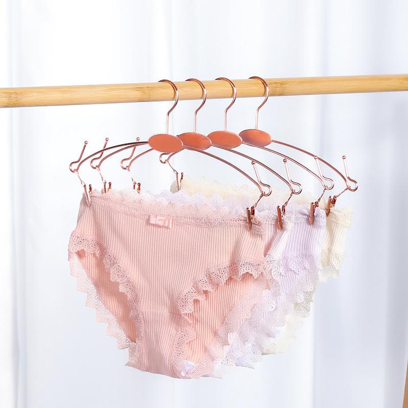 10PCS Gold Metal Hanger for Bra,Non-slip Underwear Clothes Hangers with Two Clips,Wardrobe Storage Organizer for Hanging Pants