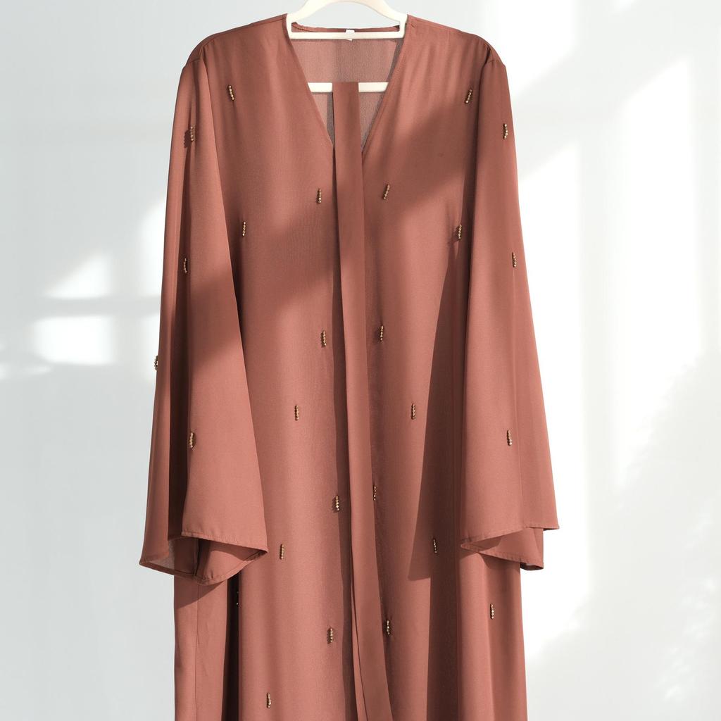 Кардиган-халат из лории, расшитый вручную бисером, Турция, LR959, на пуговицах