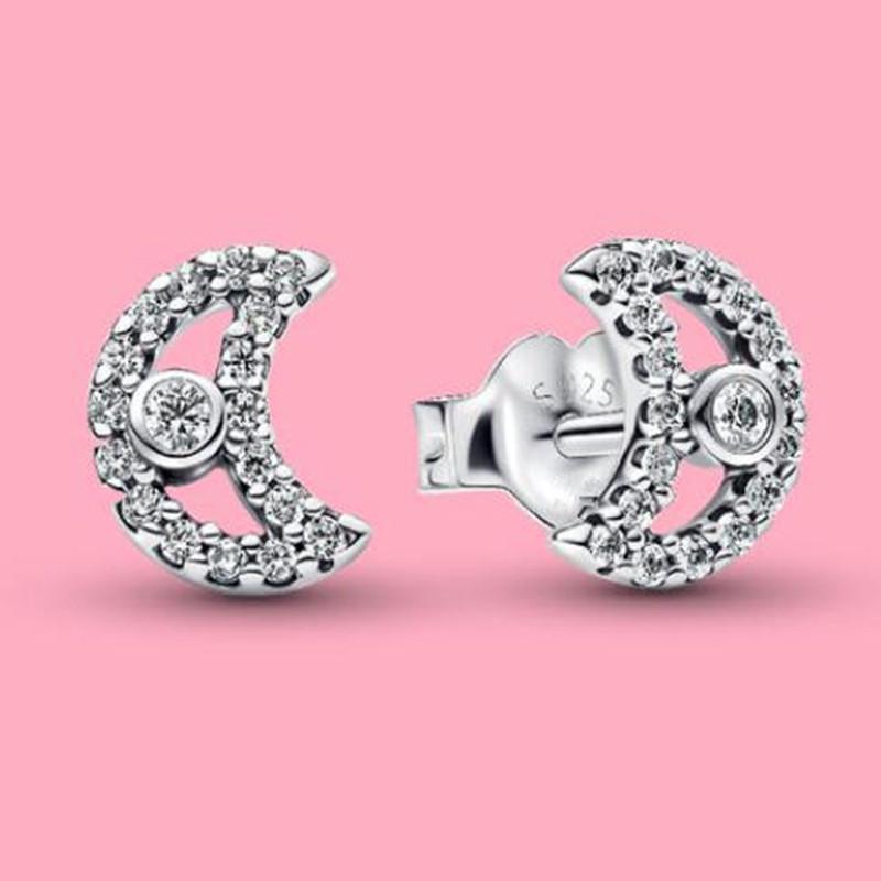 Искрящиеся серьги-гвоздики 'Лунная бабочка' из серебра 925 пробы для женщин, модные изящные украшения