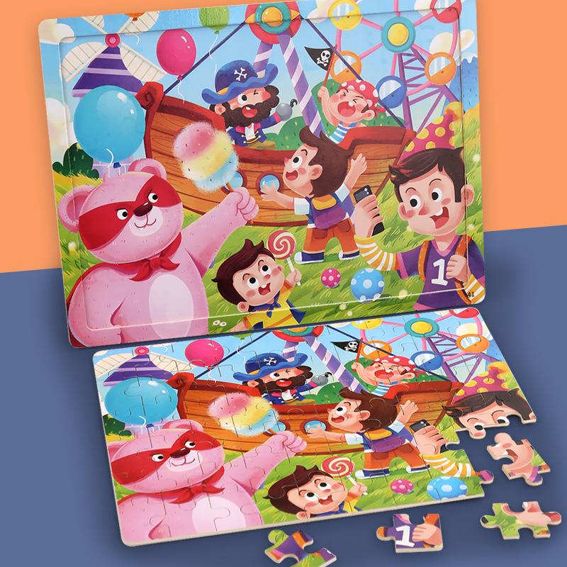 60-Piece Children's Cartoon Wooden Jigsaw Puzzle for Early Education