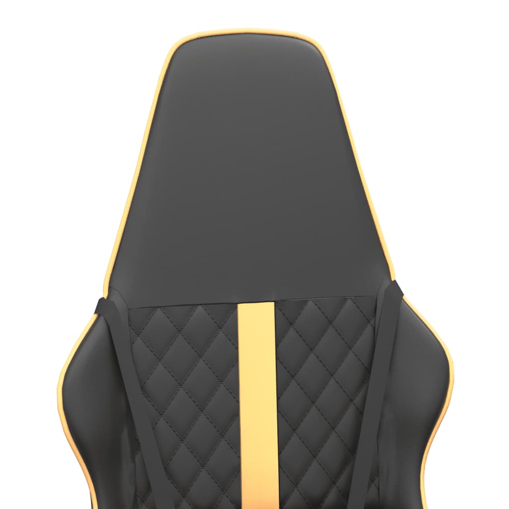 Gaming Chair with Massage Function Gold and Black Artificial Leather