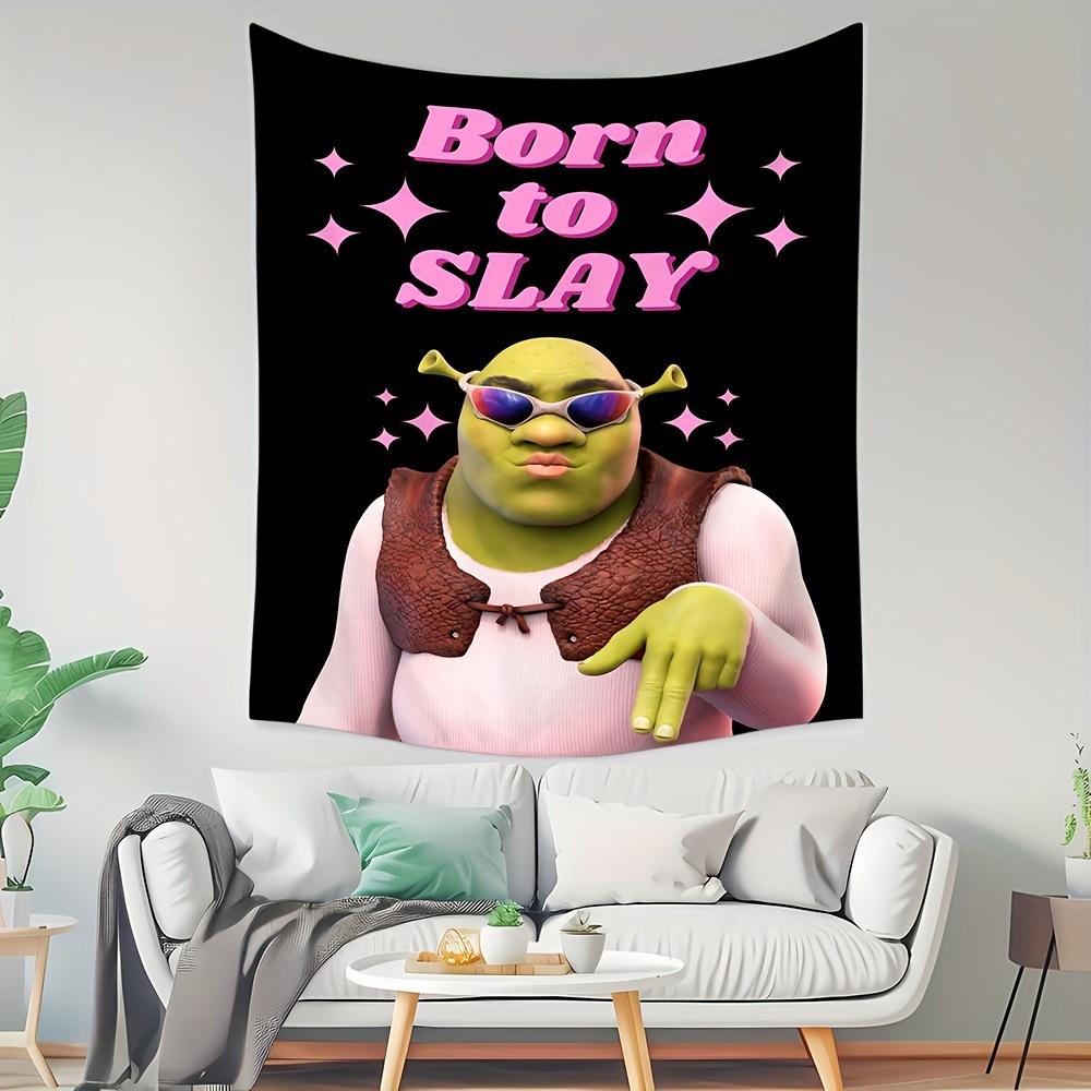 Born to Slay Shrek Tapestry Perfect for Bold Unique Edgy Home Decor with Fun Quirky Charm and Pop Culture Flair