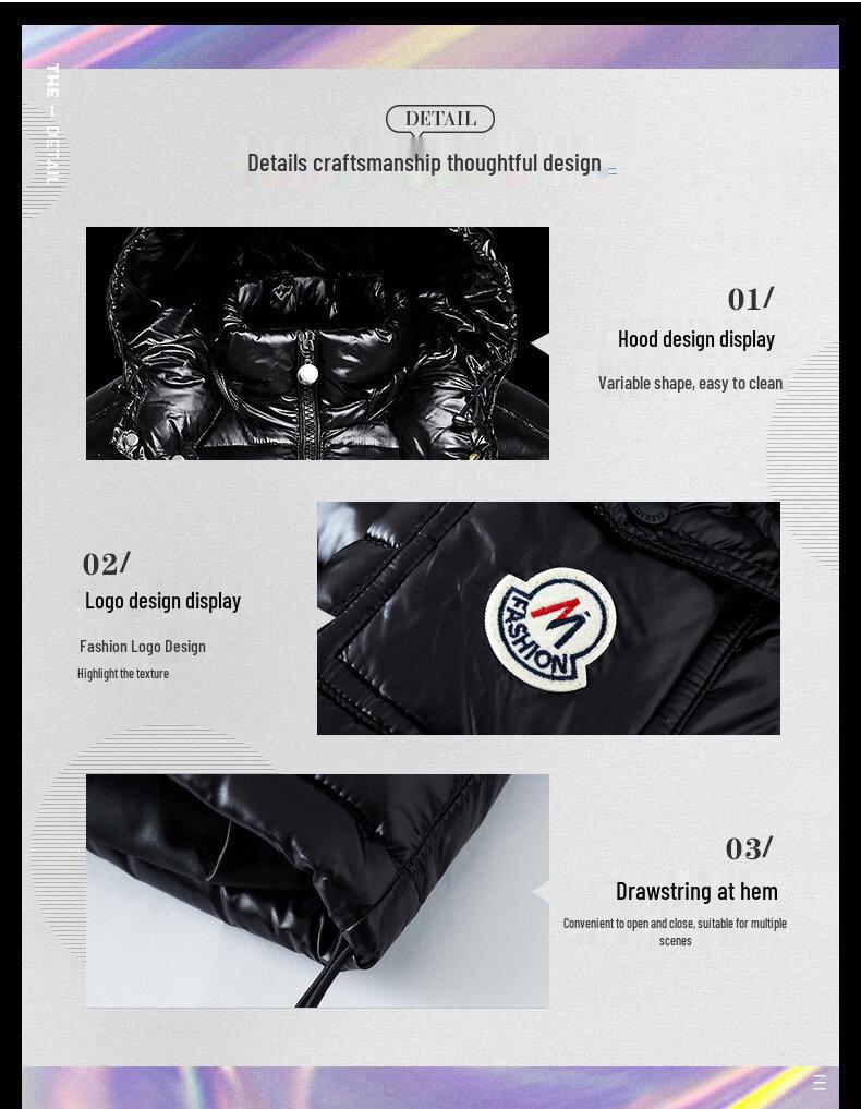 Мужская модная блестящая пуховая куртка - Новая модель, утолщенное короткое пальто