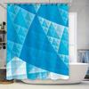 Modern Blue Geometric Shower Curtain Set, Waterproof Polyester Fabric for Bathroom Decor Bath Mat, Rods Rings