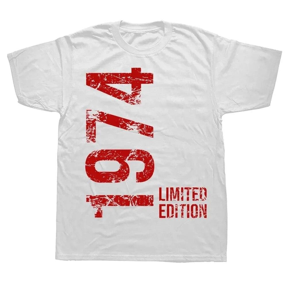 Unisex Women Birthday Anniversary T-shirts 1974 50th 50 Years Old Limited Edition Vintage Cotton T Shirt Gift Short Sleeve Tee Tops