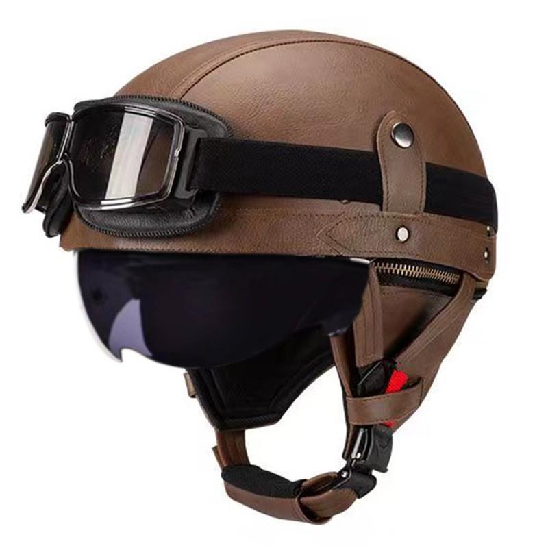Vintage-Style Open Face Motorcycle Helmet Adults Unisex ABS Half With 3C Certification