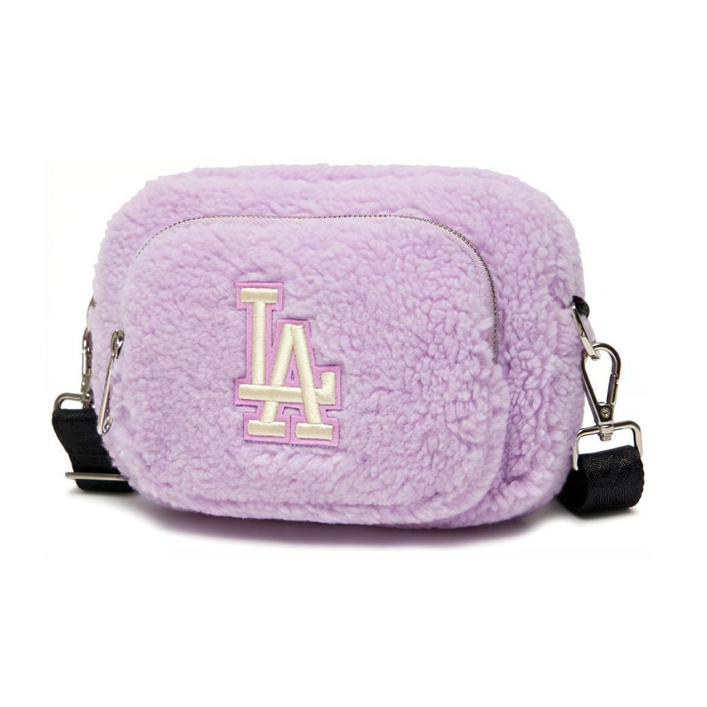 MLB Lambswool Series LA Dodgers Logo Camera Bag Women Shoulder Bag Purple Pink 3ACRS0316-07LDL
