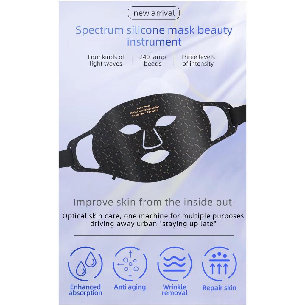 4 в 1 светодиодная светотерапевтическая маска для лица, терапия красным светом, антивозрастная, против морщин, подтяжка кожи, отбеливание, усовершенствованная фотонная маска