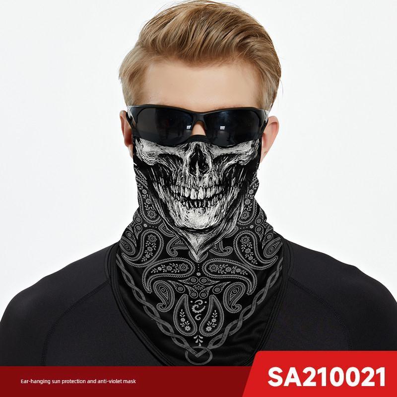 Cycling Mask Sun Protection Ice Silk Motorcycle Face Scarf Ear-Hanging Quick-Drying Face Protection Mask Headscarf Neck Gaiter for Men and Women