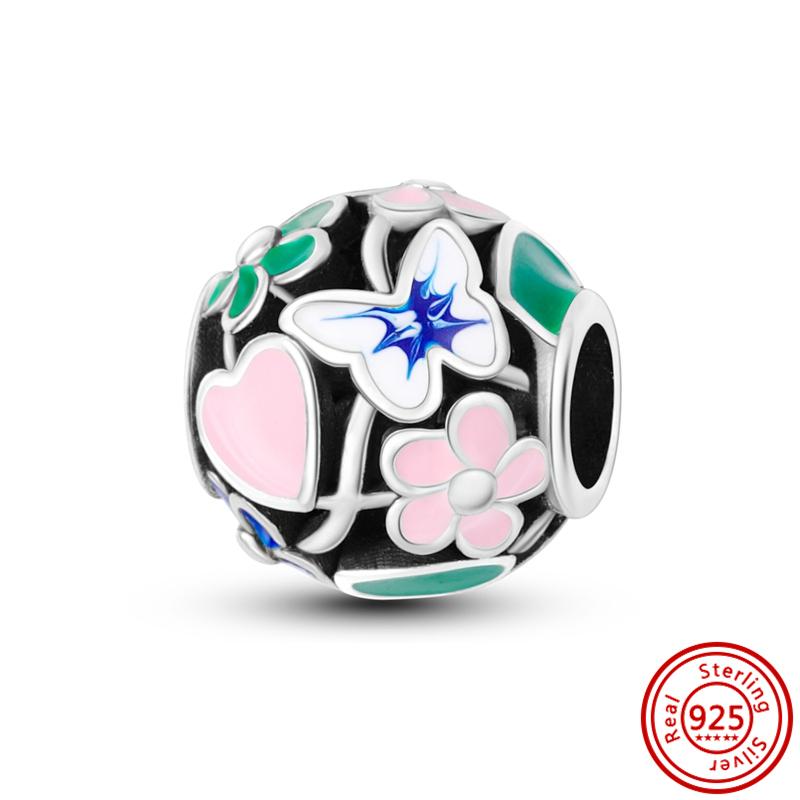 Новый оригинальный S925 стерлингового серебра шарм подвеска мотоцикл радуга сглаза гантели браслеты женщины DIY ювелирные изделия подарок