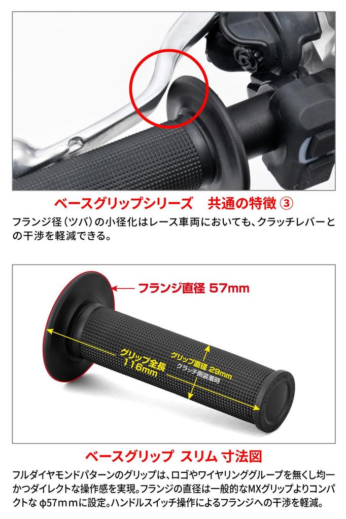 ZETA Racing F5228 Base Grip, Slim, Closed End, Small Diameter, Lifting Countermeasures, Reduces Grip