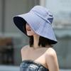 Korean Striped Double-side Bucket Hat For Women Wide Brim Anti-UV Sun Protection Panama Cap Outdoor Beach Travel Fishmen Caps