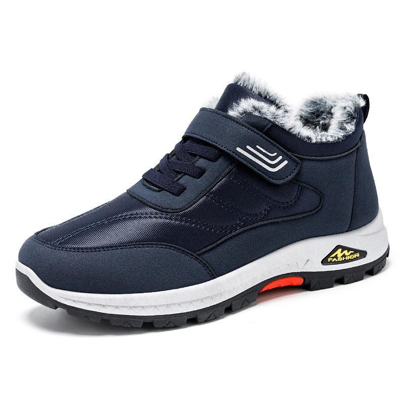 Хлопковая обувь зима новая бархатная обувь для ходьбы теплая мужская обувь среднего возраста утолщенные зимние сапоги мужские хлопковые сапоги на липучке