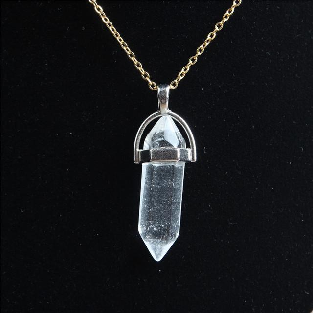 29 Стиль 42 см Натуральный Кристалл Камень Ожерелье Шестигранная Колонна Золотая Цепь Нержавеющая Сталь Подвеска Для Самодельных Ювелирных Изделий Для Мужчин И Женщин